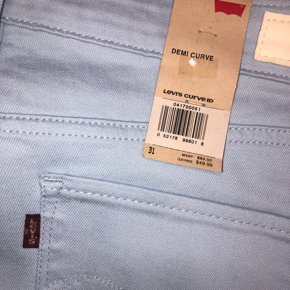 Levis NWT! Demi Curve Classic Rise Straight Leg Soft Blue Pant Size 12/31 - Picture 5 of 12
